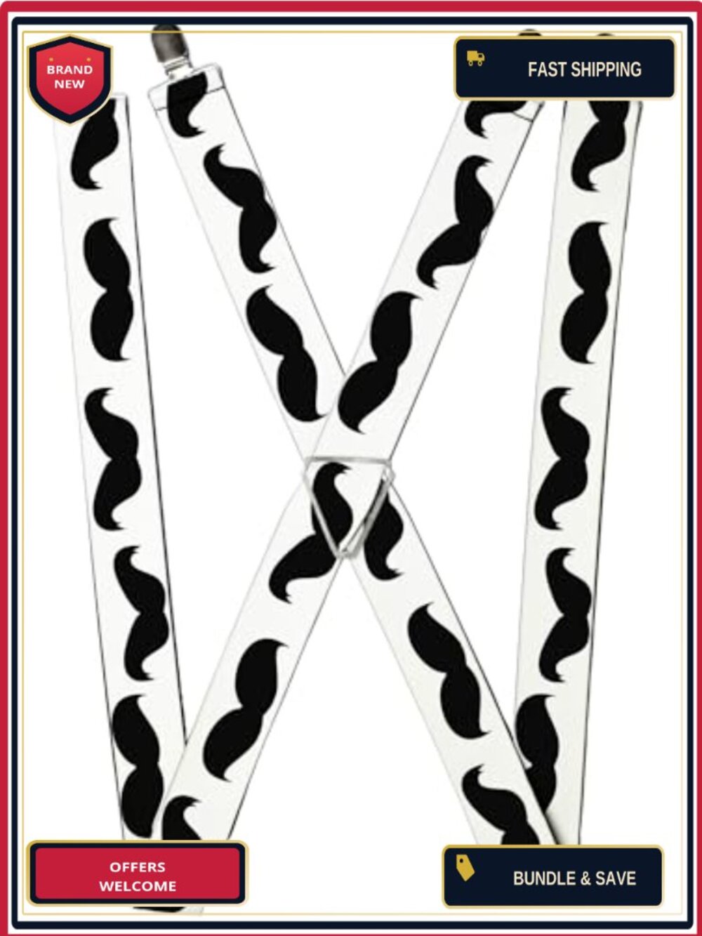 Elastic Suspenders Mustaches Adjustable Steel-Plated